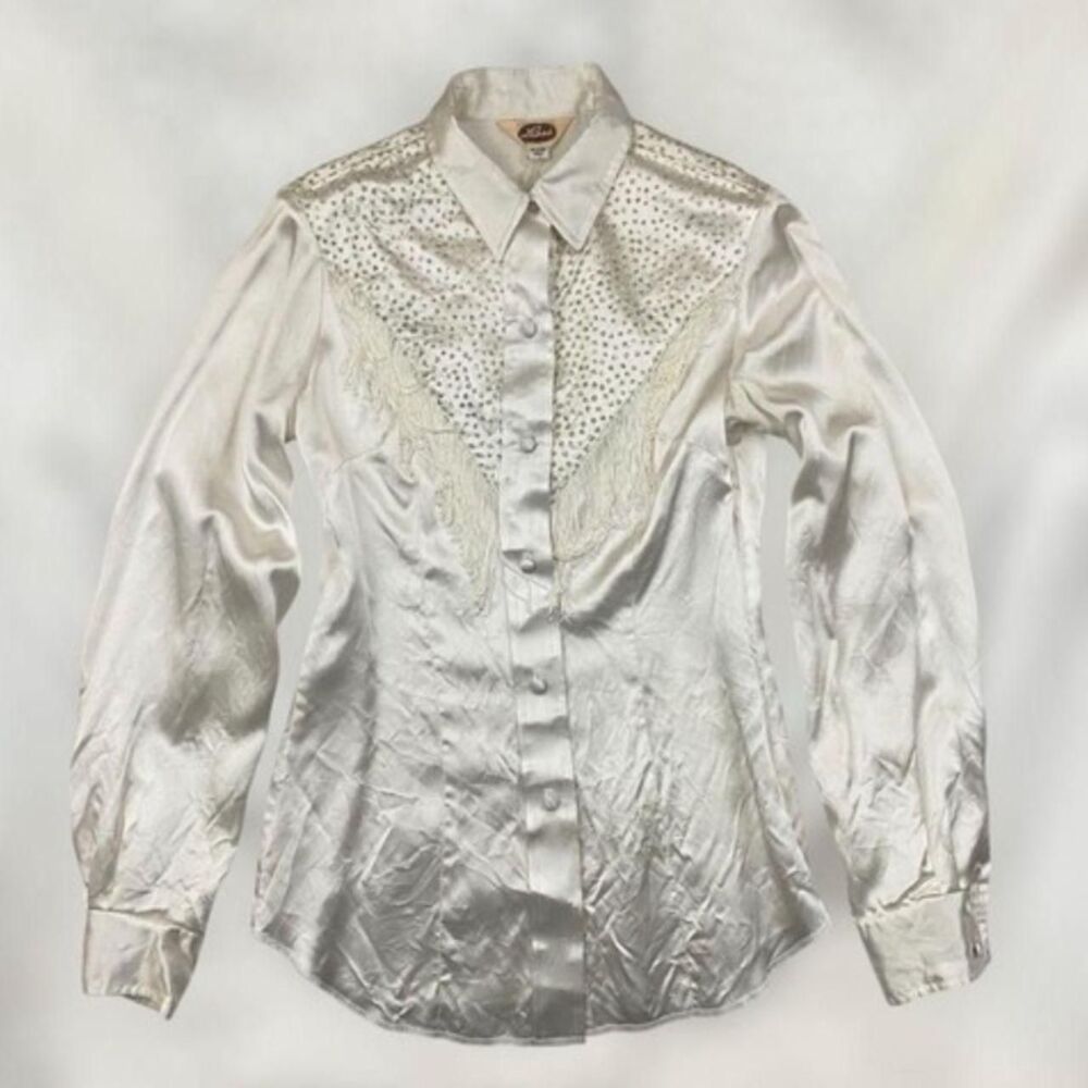 VTG 70s Lasso Satin Western Fringe Rodeo Shirt 🤍